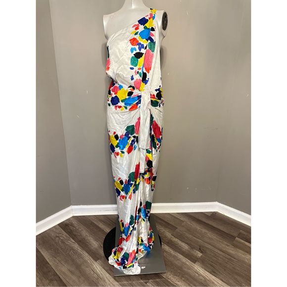 RAISA VANESSA Floral Print One-Shoulder Gown US 4 $2860 - Picture 5 of 11